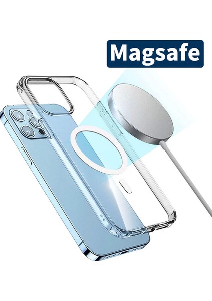 iPhone 15 Pro Max Kılıf Magsafe Şarj Özellikli Şeffaf Sert Pc Redclick Embos Kapak