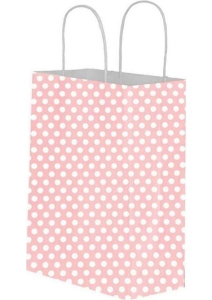 Pembe Puantiyeli Hediyelik Kağıt Torba 18X24X8CM fiyatları