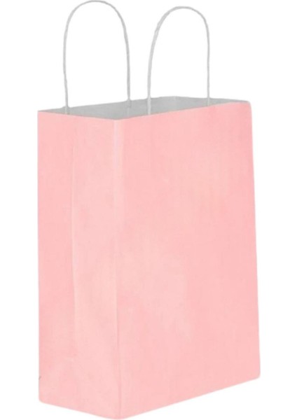 Burgu Saplı Açık Pembe Kağıt Çanta 32X40X12CM 50 ADET