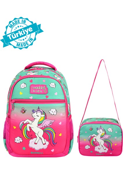 Lisanslı Fuşya Unicorn Desenli Kız Çocuk Ilköğretim Sırt Çantası ve Beslenme Çantası fiyatları