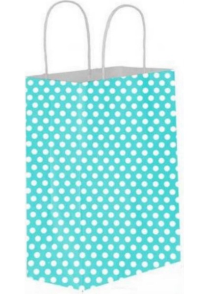 Kraft Burgu Saplı Çanta 25X31X12 Mavi Puantiye 25adet
