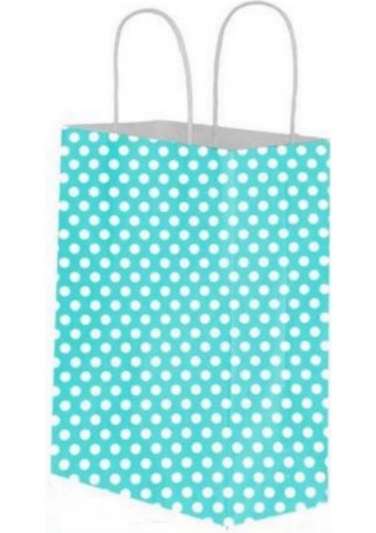 Kraft Burgu Saplı Çanta Mavi Puantiyeli 20X22X10CM 50 adet fiyatları