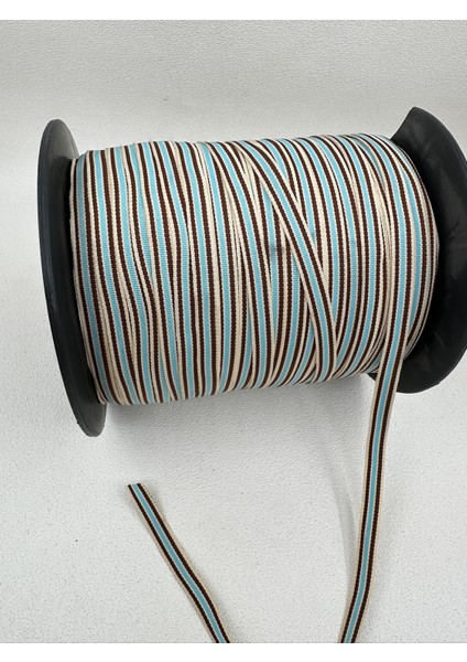1 cm Çizgili Renkli Şerit-5 Metre (Kahve/turkuaz)