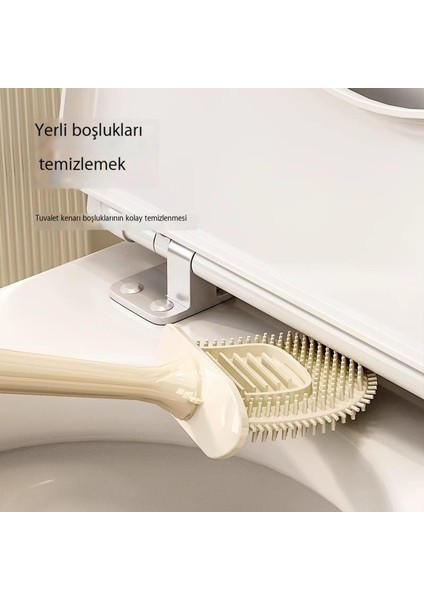 Krem Rengi, Çıkmaz Uçları Olmayan Duvara Monte Tuvalet Fırçası, Tuvalet Temizliği Için Yumuşak Silikon Fırça, Banyo Duvara Monte Ev Tipi Temizleme Fırçası (Yurt Dışından)