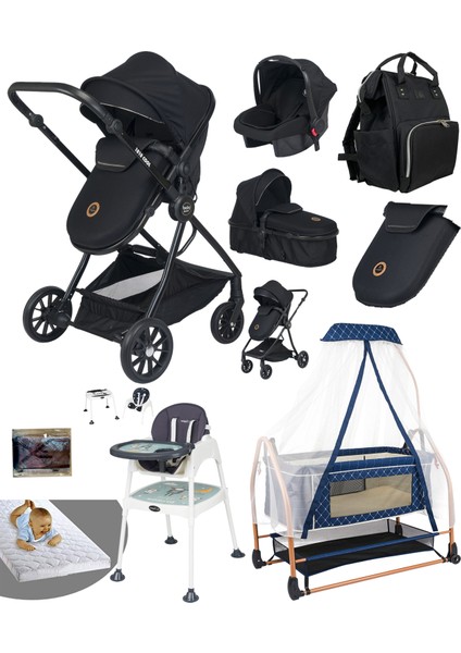 8 In 1 Ekonomi Paket 1010 Travel Sistem Bebek Arabası Bebek Sepeti Anne Yanı Beşik Mama Sandalyesi