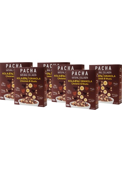 Doğal Kolajen ve Proteinli Granola Çikolatalı ve Muzlu 6’lı Paket