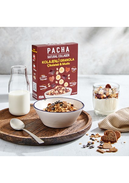 Doğal Kolajen ve Proteinli Granola Çikolatalı ve Muzlu 6’lı Paket modelleri