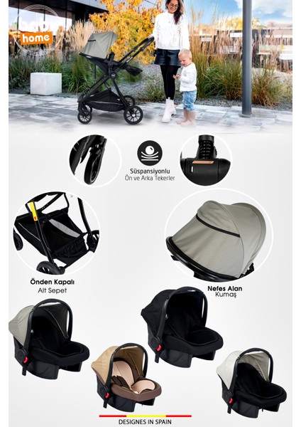 8 In 1 Ekonomi Paket 1010 Travel Sistem Bebek Arabası Bebek Sepeti Anne Yanı Beşik Mama Sandalyesi