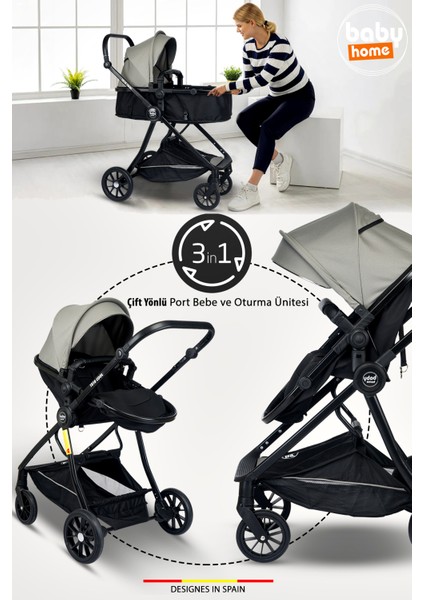 8 In 1 Ekonomi Paket 1010 Travel Sistem Bebek Arabası Bebek Sepeti Anne Yanı Beşik Mama Sandalyesi