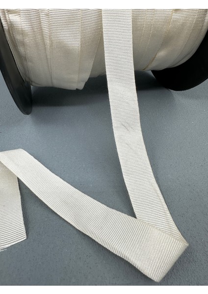 2 cm Parlak Grogren Şerit-5 Metre-(Ekru)