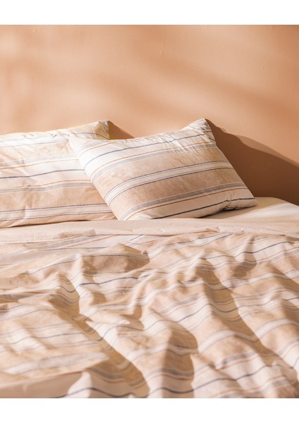 Elodie King Size %100 Pamuk ranforce Lastikli Baskılı Nevresim Takımı - Bej modelleri