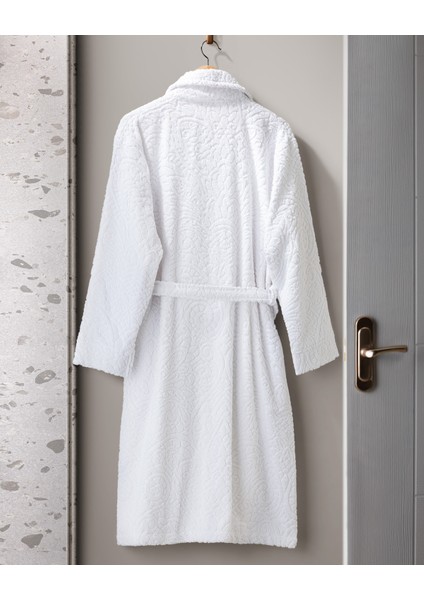 Bernay %100 Pamuk Jakarlı Unisex Şalyaka Bornoz - Beyaz - Natural Koleksiyon fiyatları