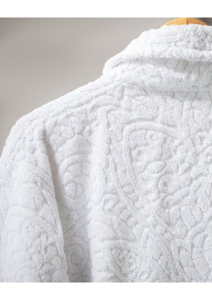 Bernay %100 Pamuk Jakarlı Unisex Şalyaka Bornoz - Beyaz - Natural Koleksiyon modelleri
