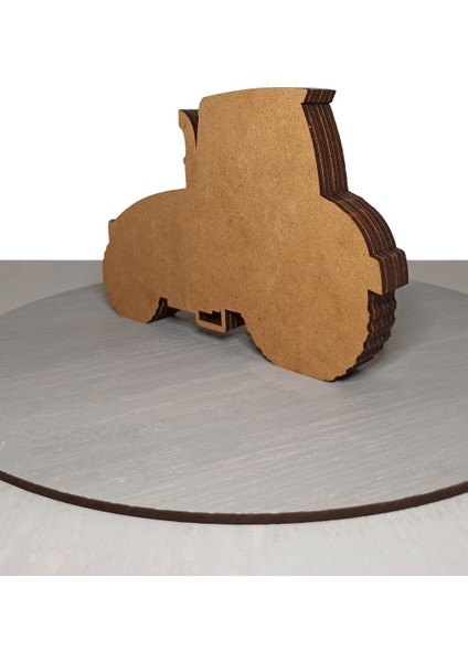 Modern Tasarımlı Ahşap Mdf Masa Süsü, Hediyelik Çiftlik Temalı Kırmızı Traktör Dekoratif Obje/biblo