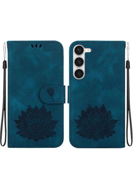 Galaxy S23 Kabartma Lotus Çiçek Kickstand Kickstand Için Flip Case (Yurt Dışından)