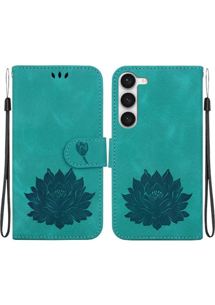 Galaxy S23 Kabartma Lotus Çiçek Kickstand Kickstand Için Flip Case (Yurt Dışından)