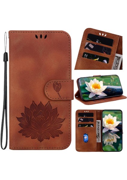 Tecno Kıvılcım 10C Manyetik Kabartma Lotus Çiçek Cüzdan Için Flip Case (Yurt Dışından)