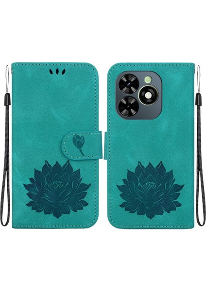 Tecno Spark 20 Cüzdan Manyetik Kickstand Kabartma Lotus Için Flip Case (Yurt Dışından)