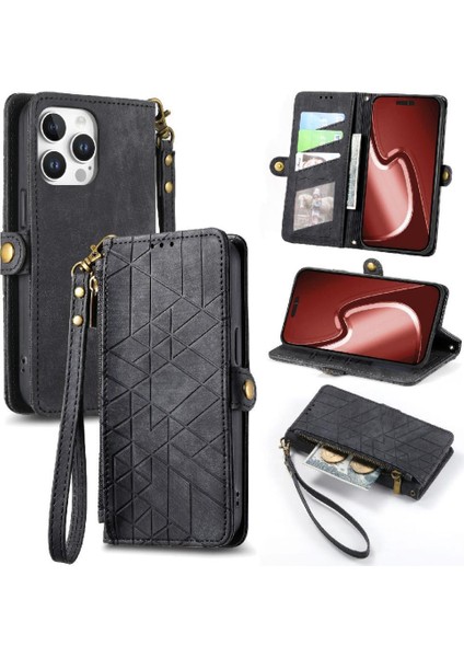 Iphone 16 Pro Için Flip Case Basit Iş Deri Kılıf Kapak Çevirin (Yurt Dışından)