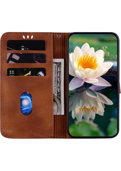 Tecno Pop 5 Lte Cüzdan Kickstand Manyetik Kabartma Lotus Için Flip Case (Yurt Dışından)