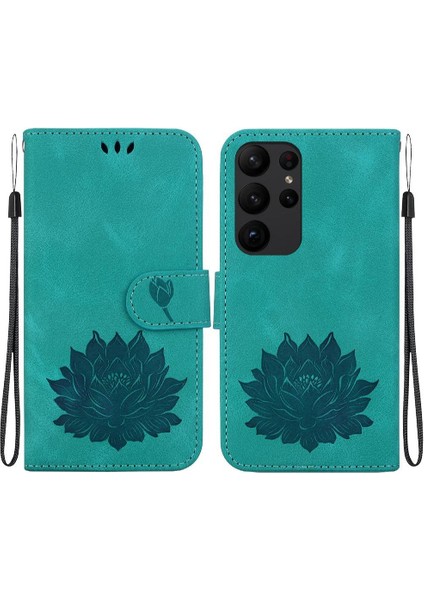 Galaxy S23 Ultra Kickstand Manyetik Cüzdan Lotus Için Flip Case (Yurt Dışından)