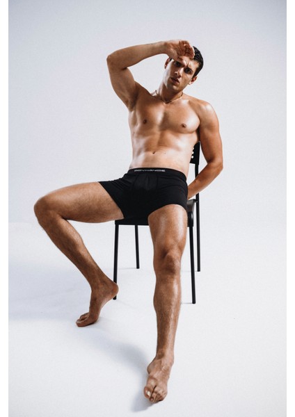 Premium Micro Modal Siyah Erkek Boxer Short