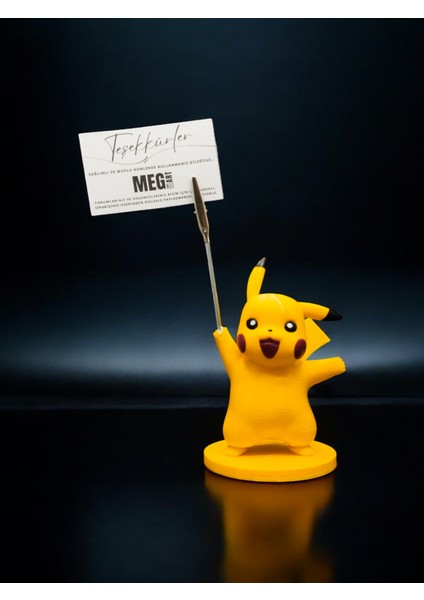 Pikachu Figürlü Not Tutucu - Pokemon Temalı Masa Üstü Aksesuarı Metal Kıskaç Notluk