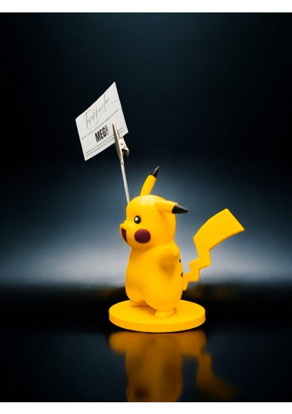 Pikachu Figürlü Not Tutucu - Pokemon Temalı Masa Üstü Aksesuarı Metal Kıskaç Notluk