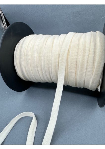 1 cm Dokuma Muss Lastik-5 Metre (Ekru)