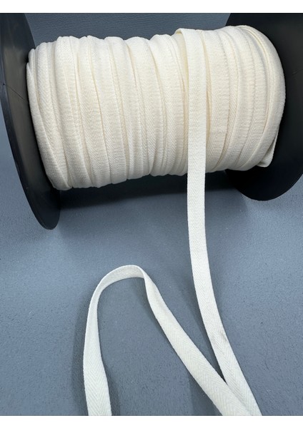 1 cm Dokuma Muss Lastik-5 Metre (Ekru)