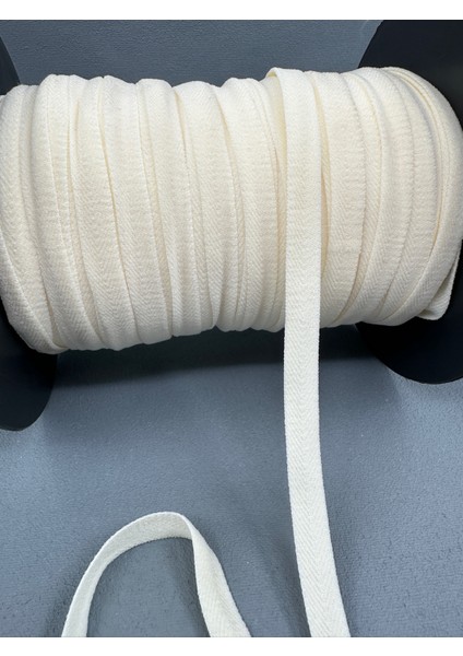 1 cm Dokuma Muss Lastik-5 Metre (Ekru)
