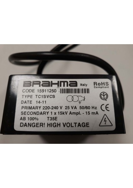 TC1SVCS Trafo 15911250 220-240V 25VA 50/60Hz 1X15KV %100