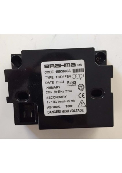 TCD1FSV Elektronik Ateşleme Transformatörü 15930033 230V 50-60Hz 23VA 1 x 17KV 100%