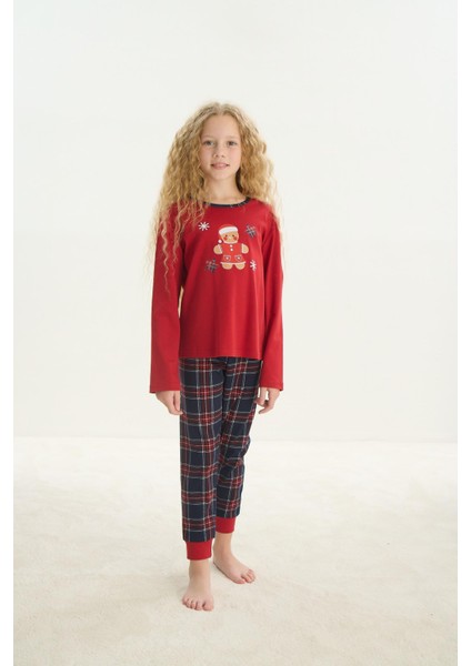 Kız Çocuk Garson Uzun Kol Kırmızı Pijama Takım C4T4N7O8 fırsatları
