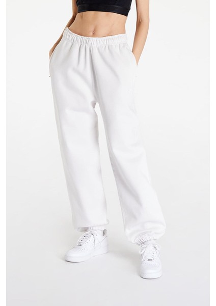 Solo Swoosh Fleece Pant Pamuklu Şardonlu Bol Kesim Yüksek Bel Kadın Eşofman Altı Kırık Beyaz
