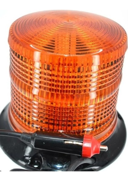 LED Çakar Döner Tepe Lamba Sarı 12V 24V Mıknatıslı Çakmak Fişli 3 Fonksiyonlu