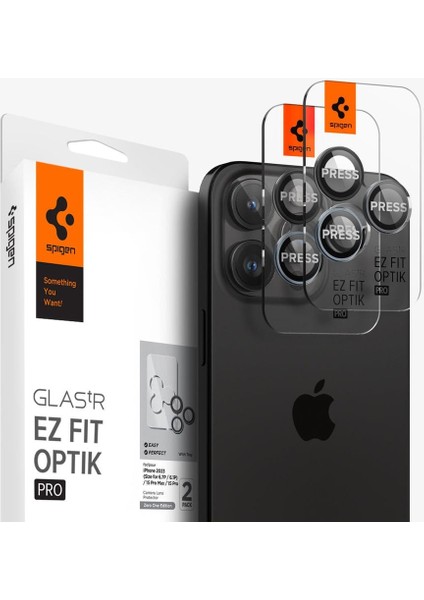 iPhone 16 Pro Max / 16 Pro / 15 Pro Max / 15 Pro / 14 Pro Max / 14 Pro Kamera Lens Camı Koruyucu Glas.tR EZ Fit Optik Pro (2 Adet) Zero One Edition - AGL06159