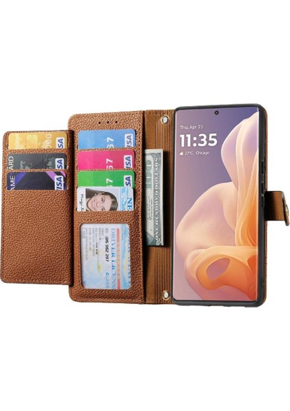 Motorola Moto G45 Aşk Fermuar Cüzdan Deri Kılıf Için Flip Case (Yurt Dışından)