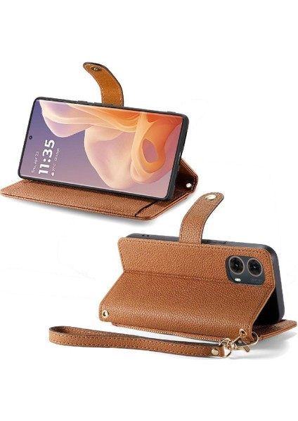 Motorola Moto G45 Aşk Fermuar Cüzdan Deri Kılıf Için Flip Case (Yurt Dışından)