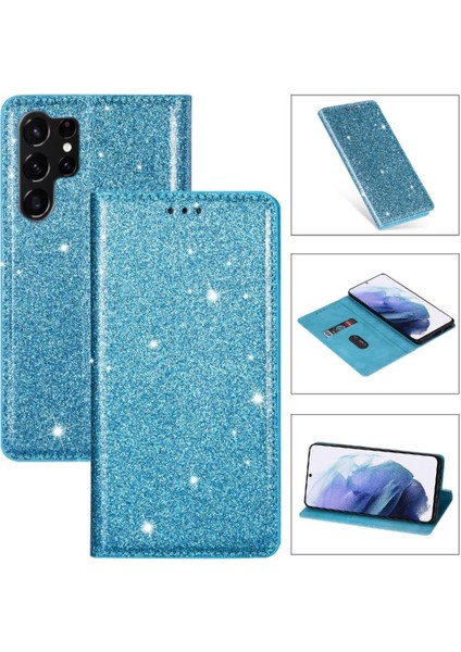 Samsung Galaxy S24 Ultra Manyetik Kapatma Flip Case Için Glitter Flip Case (Yurt Dışından)