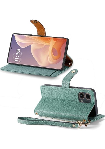 Motorola Moto G45 Aşk Fermuar Cüzdan Deri Kılıf Için Flip Case (Yurt Dışından)