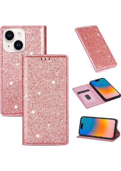 IPhone 15 Için Glitter Flip Case Artı Kart Tutucu Flip Case Cüzdan Pu (Yurt Dışından)