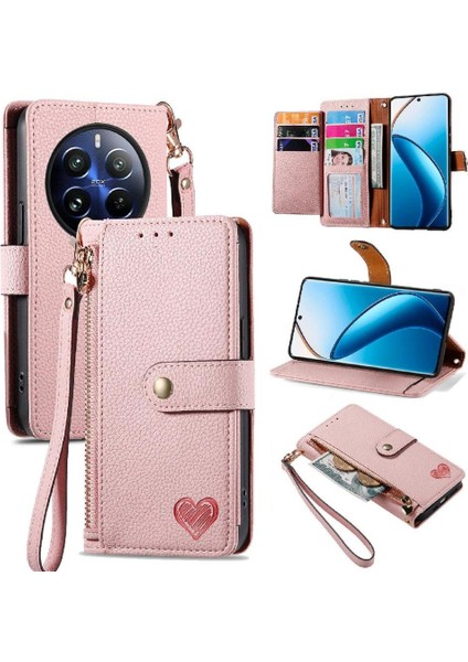 Realme 13 Pro Cüzdan Için Flip Case Darbeye Aşk Deri Kılıf Fermuar (Yurt Dışından)