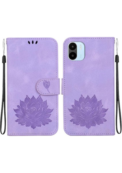 Xiaomi Redmi A2 Manyetik Kickstand Kabartma Lotus Çiçek Için Flip Case (Yurt Dışından)