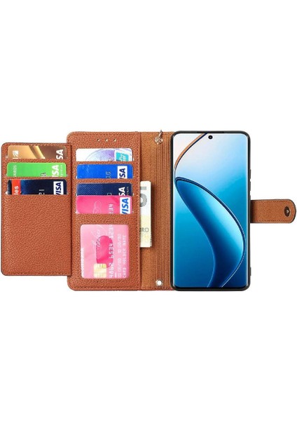 Mays Home1 Realme 13 Pro Cüzdan Için Flip Case Darbeye Aşk Deri Kılıf Fermuar (Yurt Dışından)