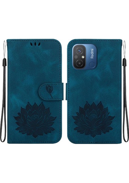 Xiaomi Redmi 12C Kickstand Kickstand Cüzdan Kabartma Lotus Için Flip Case (Yurt Dışından)