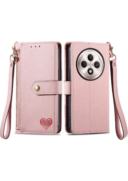 Oppo Oppo 12F Cüzdan Aşk Darbeye Deri Kılıf Fermuar Için Flip Case (Yurt Dışından)