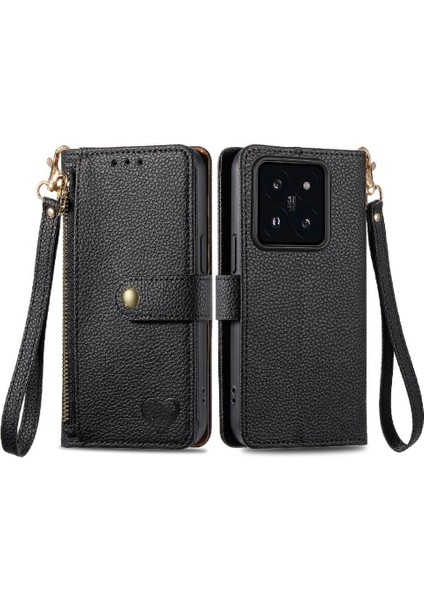 Xiaomi 14T Darbeye Fermuar Cüzdan Deri Kılıf Aşk Için Flip Case (Yurt Dışından)