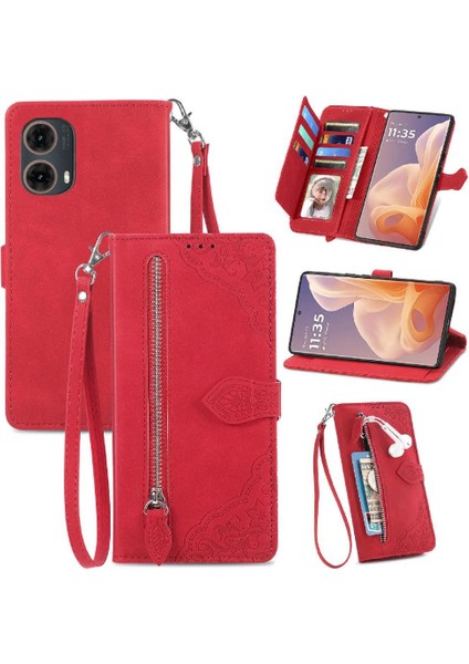 Motorola Moto G45 Çoklu Kart Yuvası Flip Fermuar Tarzı Çok Renkli (Yurt Dışından)