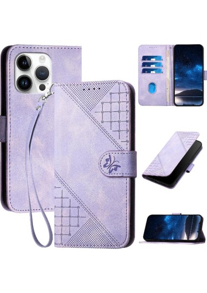 Ayrılabilir El ile IPhone 13 Pro Max Kabartmalı Kelebek Için Flip Case (Yurt Dışından)